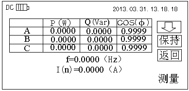 三相相位伏安表测量功能界面