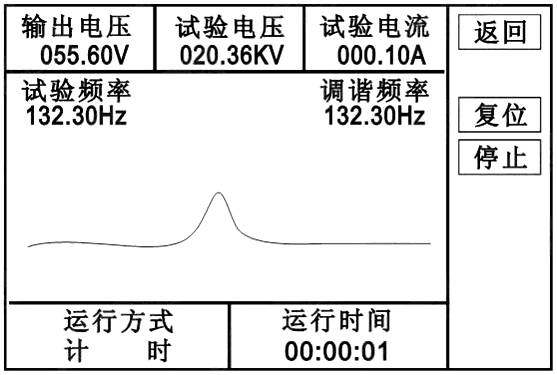 串联谐振试验装置自动试验计时界面